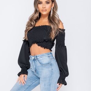 Hip & Daisy Drop Sleeve, Off the Shoulder Top
